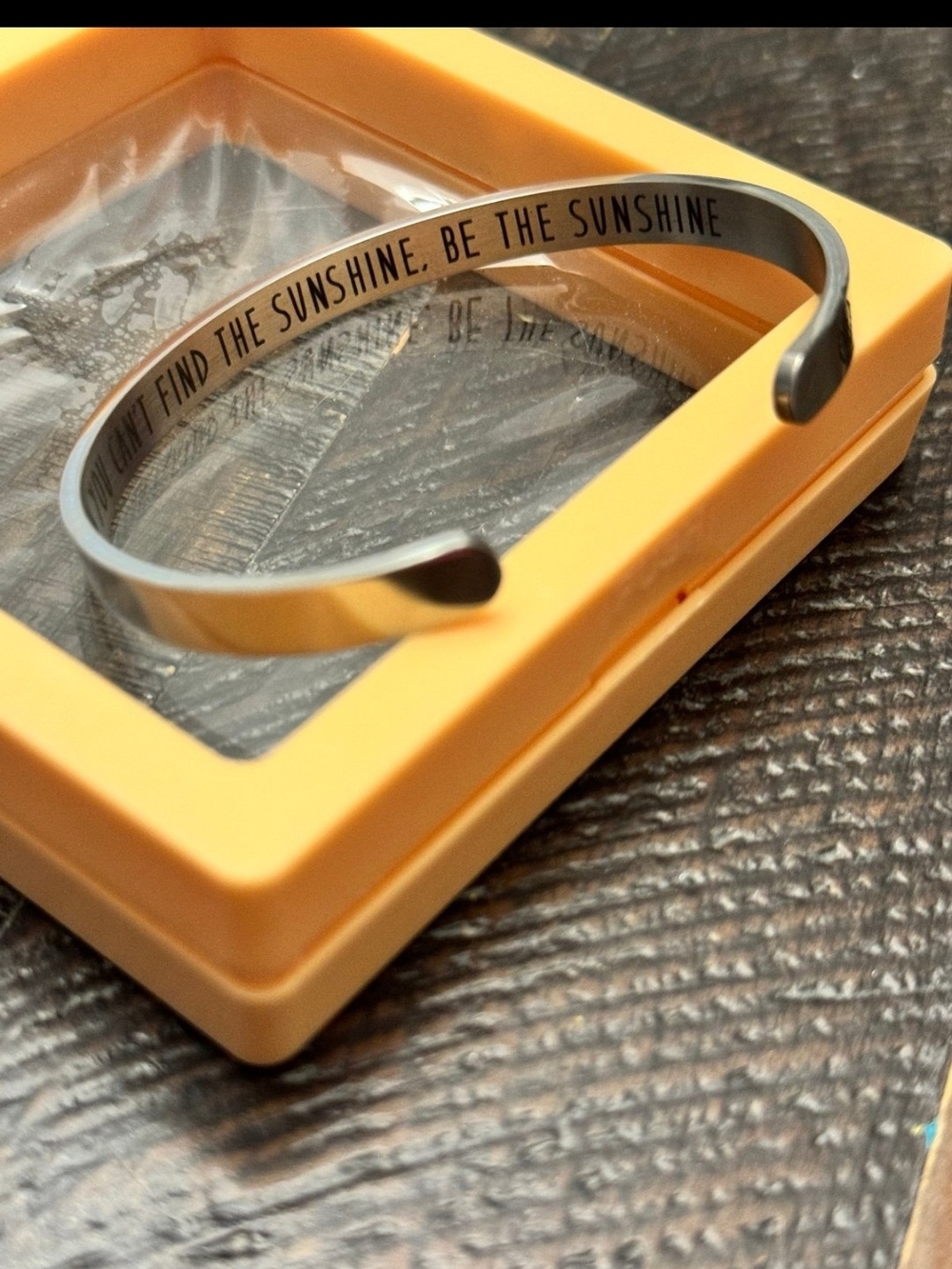 Stainless Steel Inspirational Cuff Bracelet - Silver